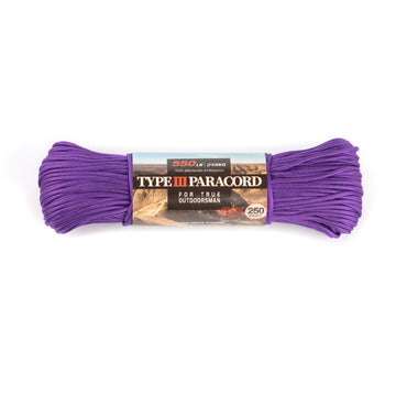 HERCULES 550 Paracord Survival Rope Purple Type III Parachute Cord for Camping